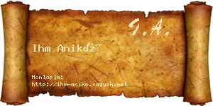 Ihm Anikó névjegykártya